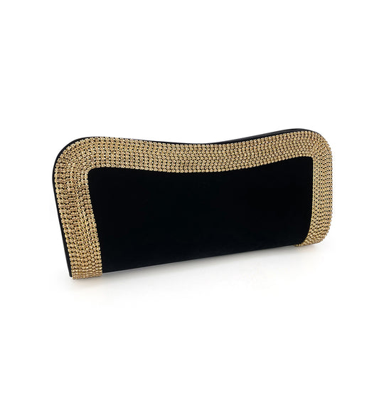 Gold Rhinestone - Suede Clutch OS (Auction)