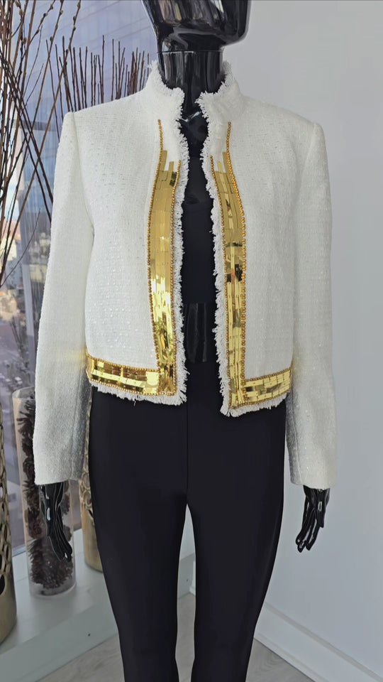 Gold Lapel Tweed Jacket S (Auction)