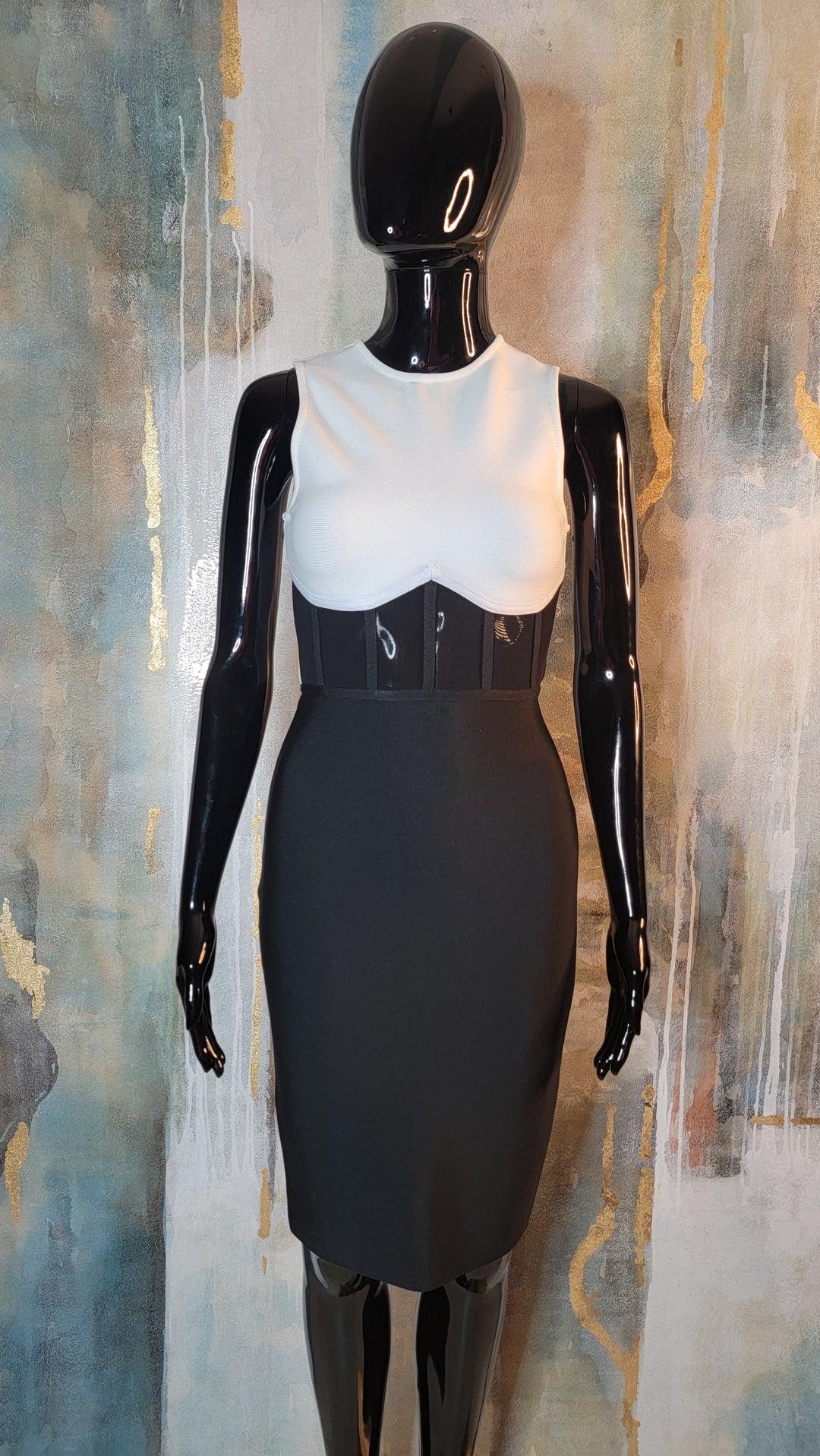 Color Block - Mesh Waist - Bandage Dress XS (Auction)