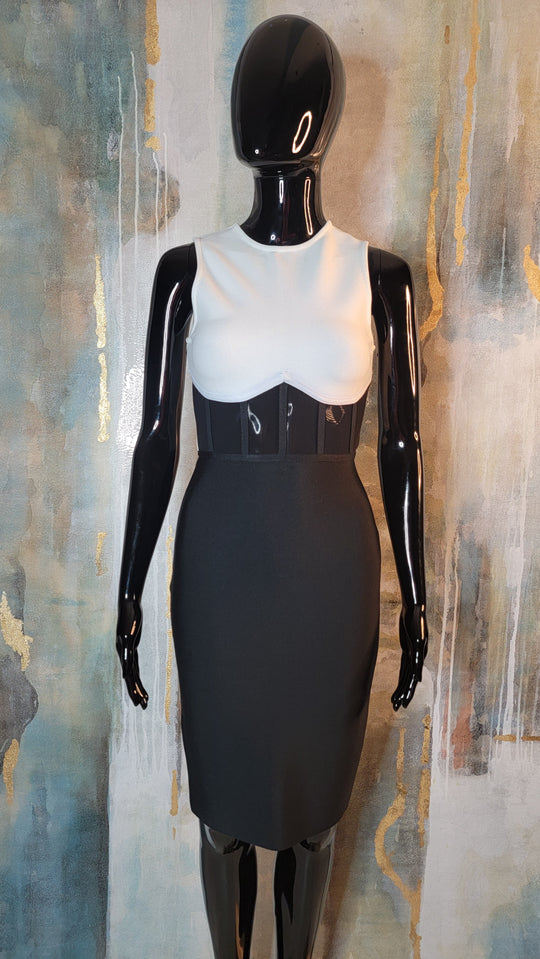 Color Block - Mesh Waist - Bandage Dress XS (Auction)