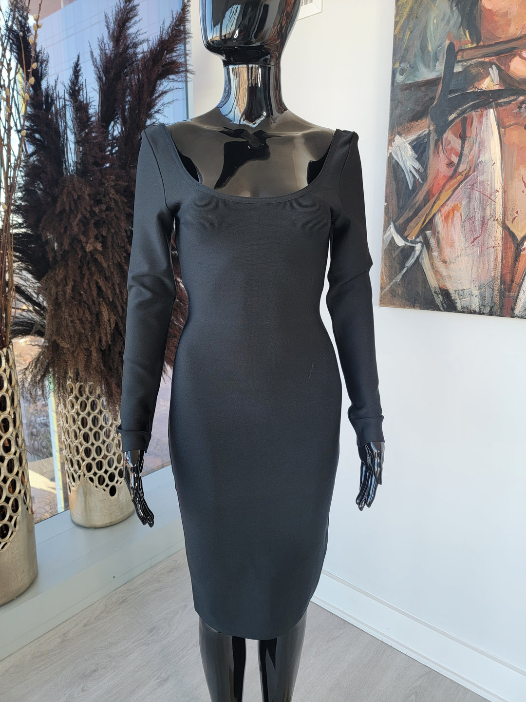 Scoop Neck Long Sleeve Bandage Dress XS (Auction)